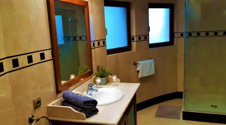 Large bathroom with toilet and shower3